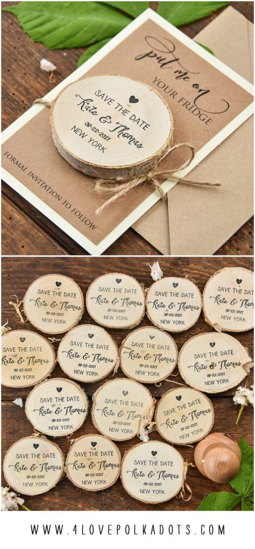 Save the Date with wooden magnet – personalized with your details ! 4lovepolkadots #sponsored