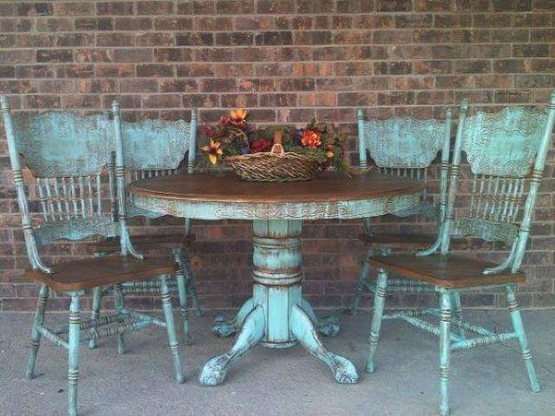 10. Farm Table and Chair Updo -   Shabby Chic DIY Bedroom Furniture Ideas