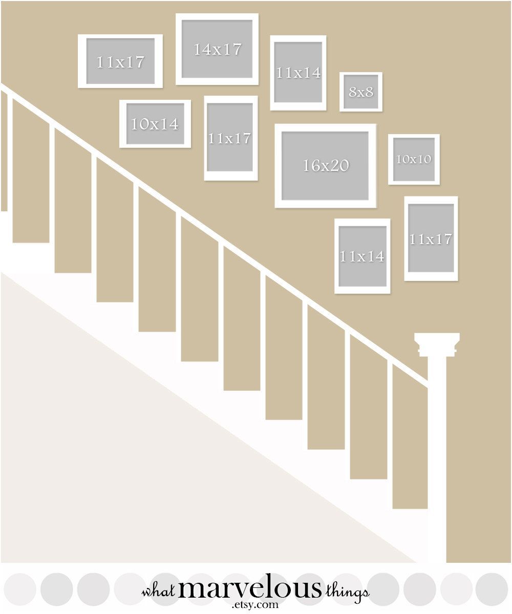 Staircase Wall Display - plan how your exact arrangement will look before you put any holes in your walls!