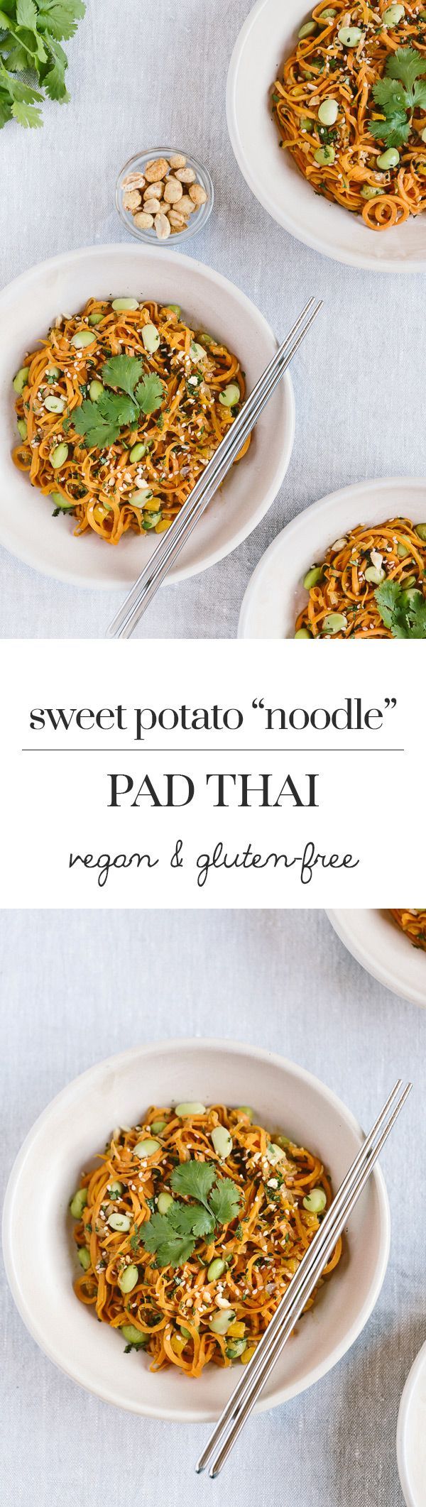 Sweet Potato Noodle Pad Thai: A vegan and gluten-free pad thai recipe made with sweet potato “noodles”.