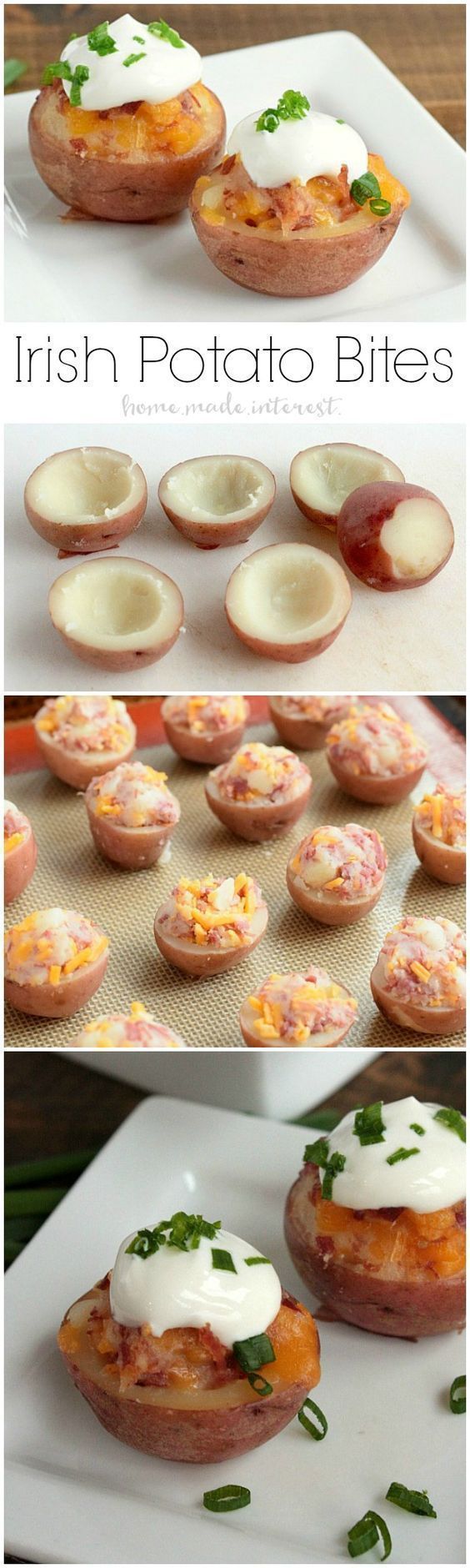 These Irish Potato bites are the perfect St. Patricks Day recipe! Little bites of potato filled with corned beef and cheese, what