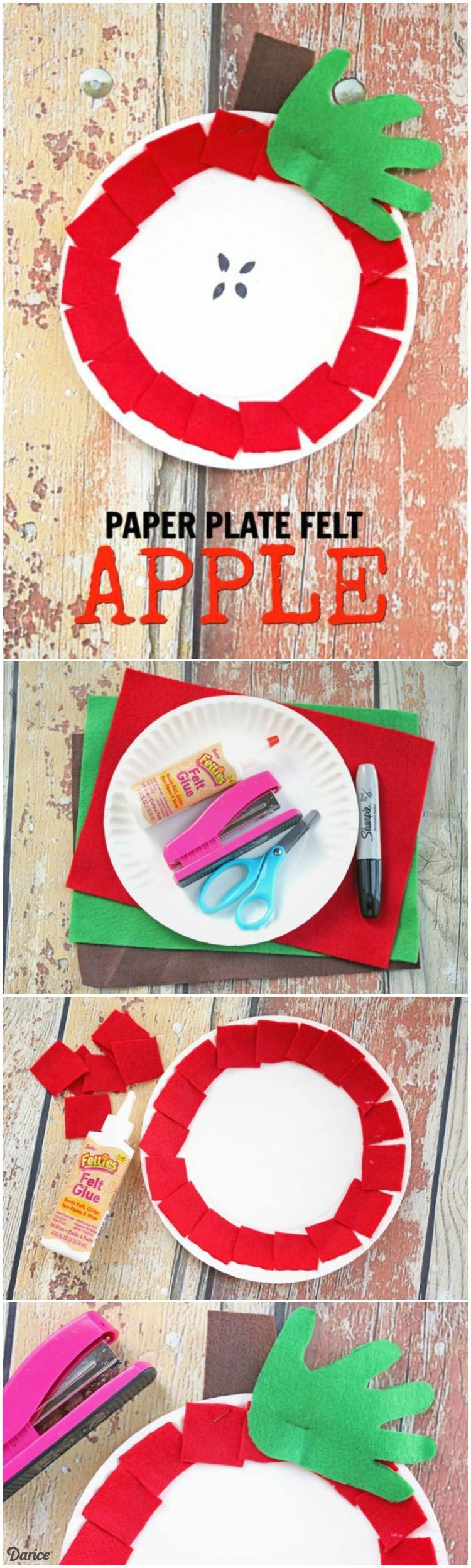 This cute apple craft is perfect for a back to school classroom project or an at home kid’s craft.