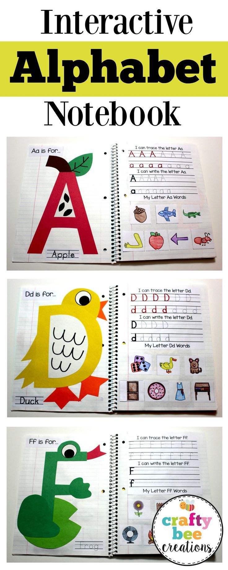 This interactive alphabet notebook is perfect for teaching the alphabet to children. Children will make a craft for each letter,