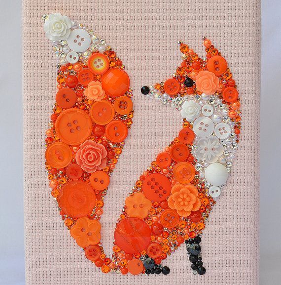 Title: Foxy Lady    This piece has been created on a sturdy 5×7 wooden frame covered with a high quality 100% cotton pink colored