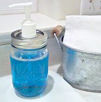 Trade that plastic dishwashing liquid bottle with a quaint mason jar dispenser!  It’s super easy…I promise!