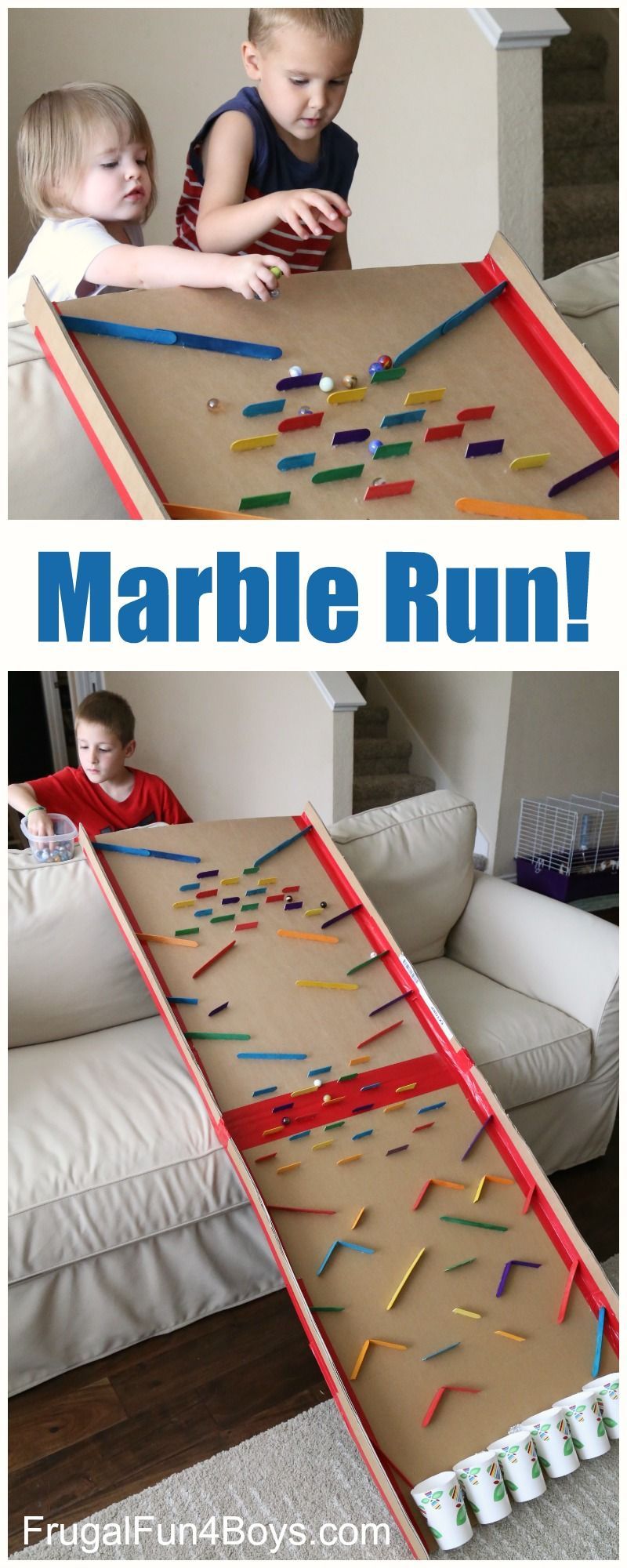 Turn a Cardboard Box into an Epic Marble Run – Great engineering challenge for kids.  Fun group activity to see what each group