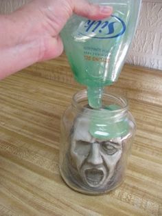 Use Dollar Store Hair Gel to immerse a skull or other scary items in jars for your apothecary.