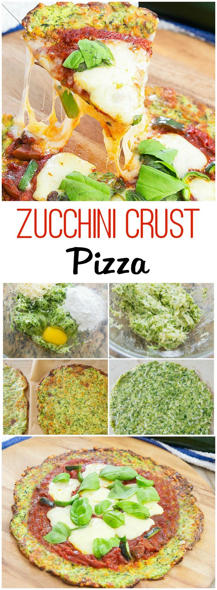 Zucchini Crust Pizza. Low carb and delicious!