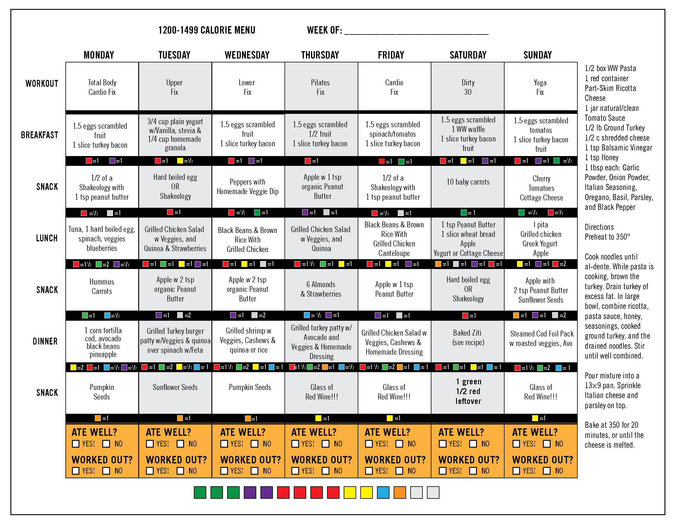 21 Day Fix Menu Plans: 1200-1499 Calories – Beach Ready Now