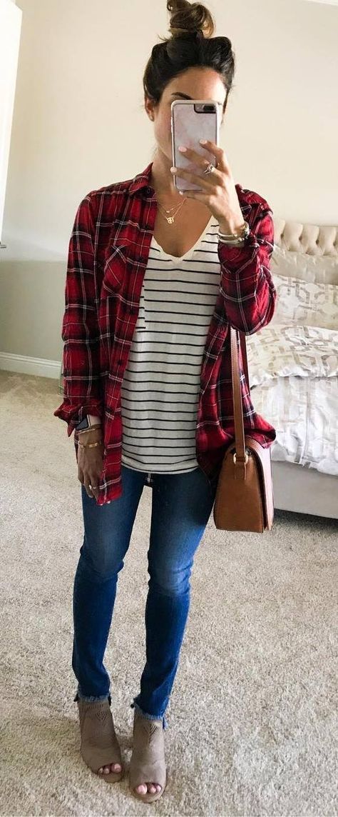 casual style addiction plaid flannel shirt + top + bag + boots + skinny jeans