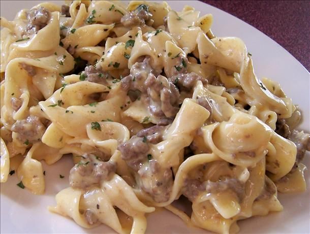 Cheesy Beef and Egg Noodles from Food.com:   								My husband LOVES hamburger helper. So one evening when we didn’t have a box