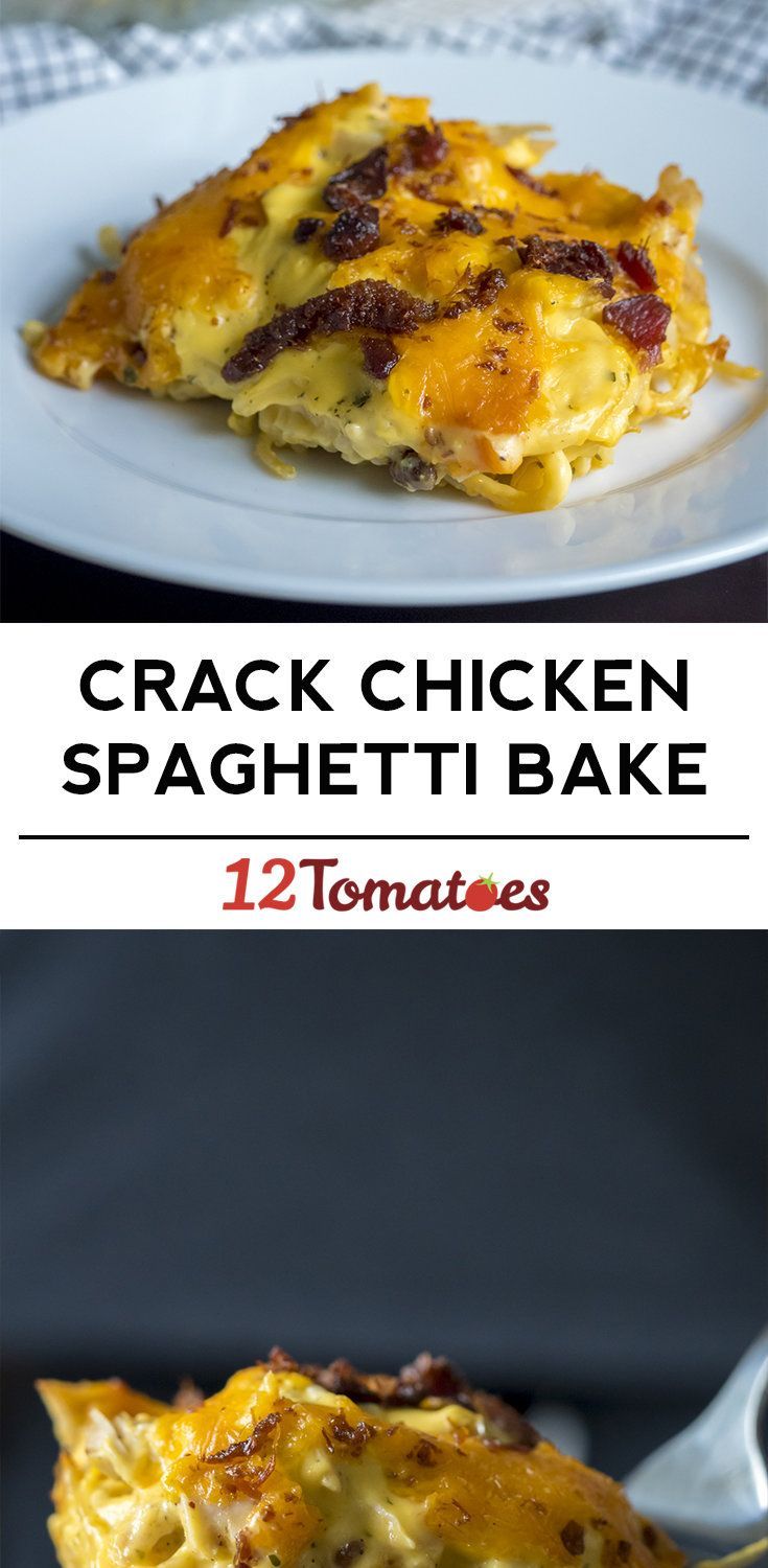 Cheesy Crack Chicken Spaghetti Bake