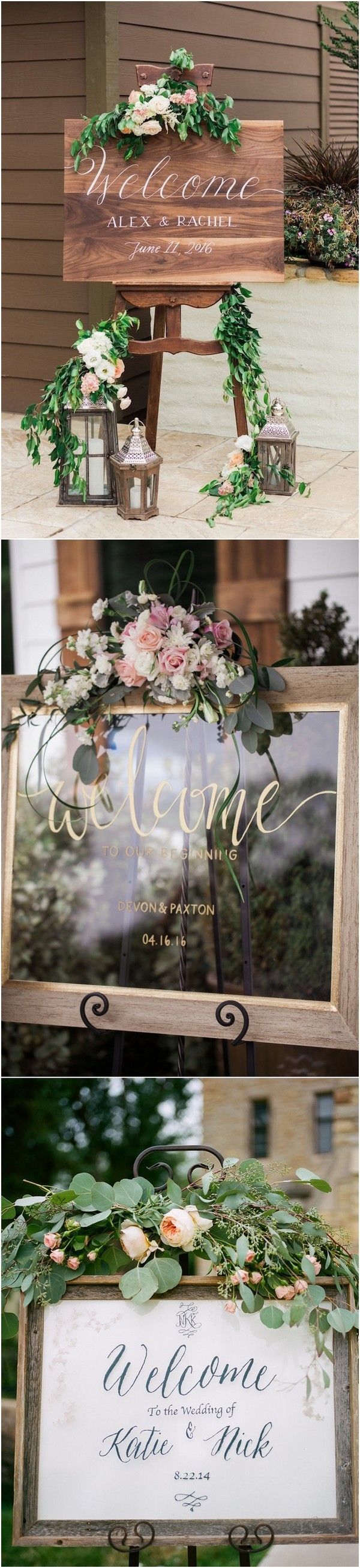 chic rustic wedding welcome sign ideas