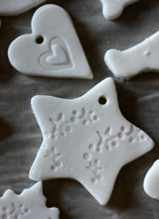clay christmas decorations…the best salt dough recipe!1/2 cup cornstarch 1 cup baking soda 3/4 cup water