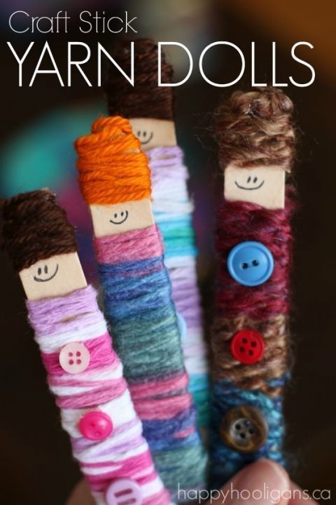 Craft Stick Yarn Dolls by Happy Hooligans