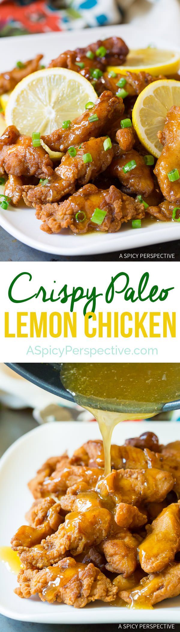 Crazy over this Lightened-Up Chinese Lemon Chicken Recipe (Paleo & Gluten Free!) | ASpicyPerspective.com