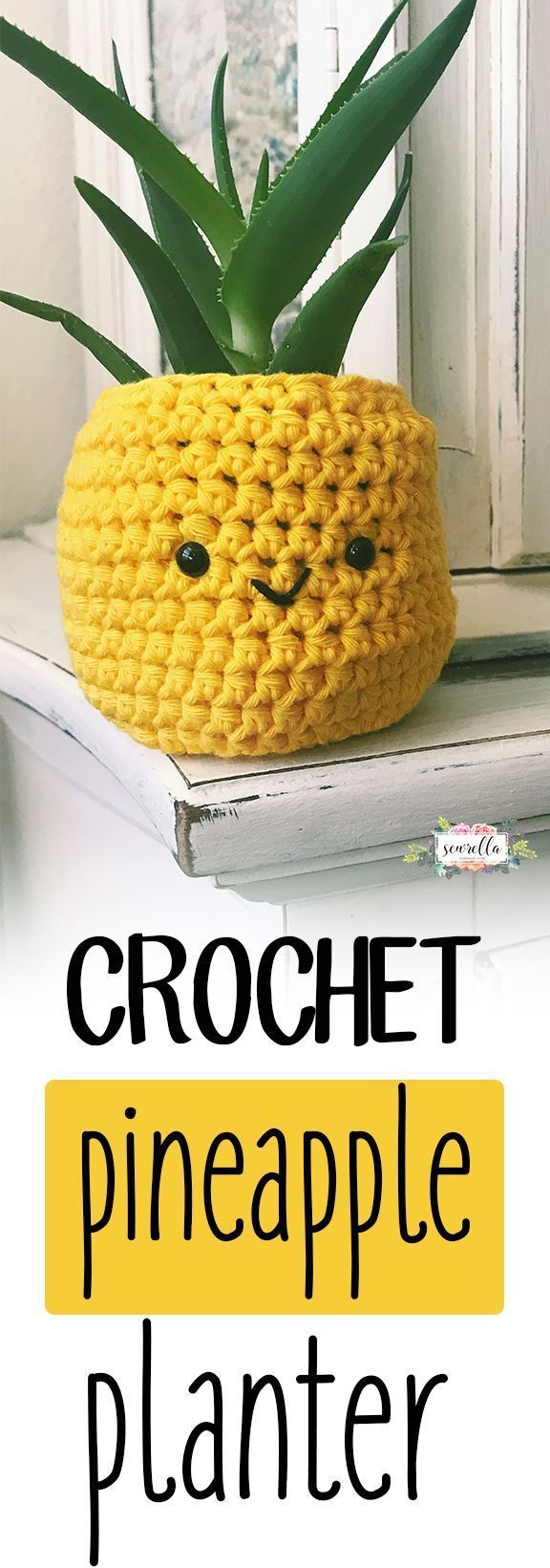 Crochet this easy Pineapple Planter in about half an hour! It’s such a sweet summer project and makes a great gift. stitch,