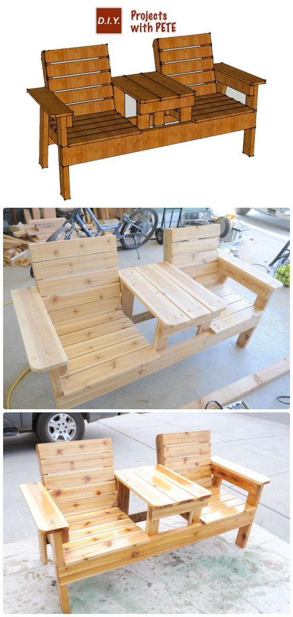 DIY Double Chair Bench with Table Free Plans Instructions – Outdoor Patio #Furniture Ideas Instructions