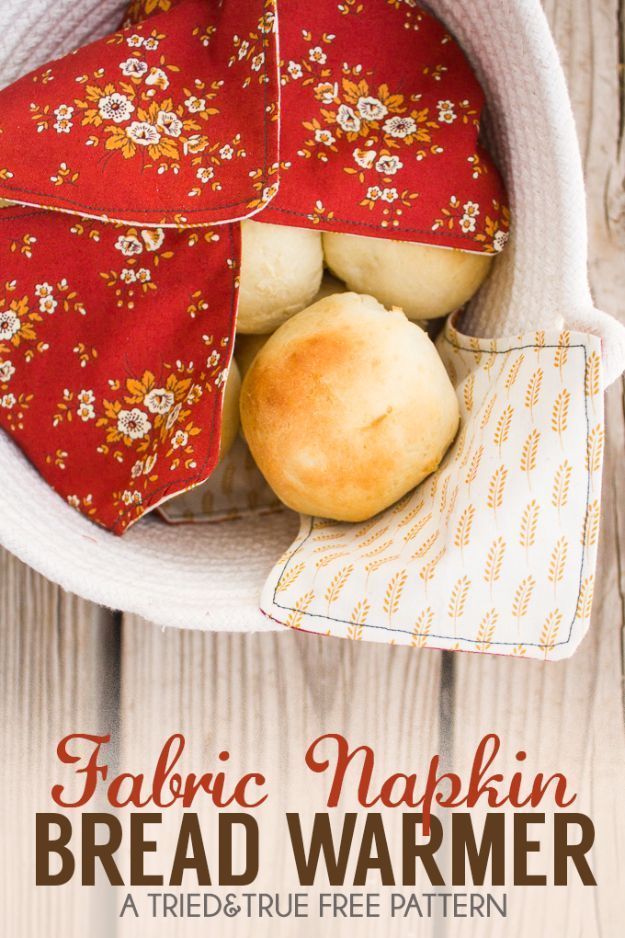 DIY Sewing Projects for the Kitchen – Fabric Napkin Bread Warmer – Easy Sewing Tutorials and Patterns for Towels, napkinds, aprons