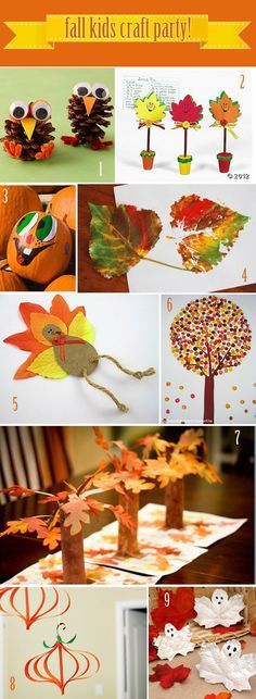 Fall Kids Craft Party Ideas — fun for them to do while the turkey is cooking!! I like the paper pumpkins.