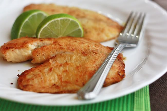 Honey Lime Tilapia – with a simple squeeze of lime juice, delicious. Or, you could certainly serve it with some peach salsa. I