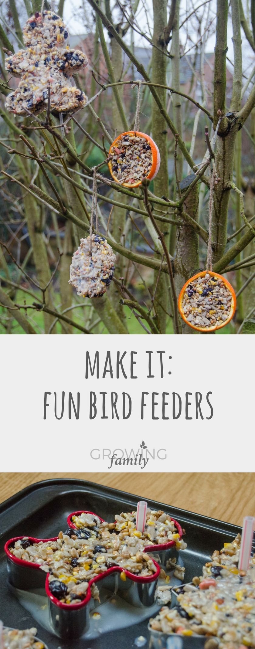 How to make your own homemade bird feeders – a simple and fun nature activity for children which will encourage wild birds to
