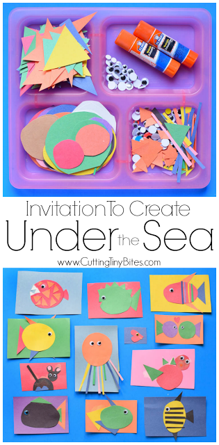 Invitation To Create- Under The Sea. Great fine motor ocean craft for preschool, kindergarten, or elementary kids. Open-ended