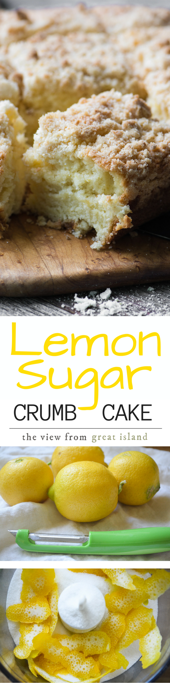 Lemon Sugar Crumb Cake is a mile high crumb cake with a delicate fresh lemon flavor, it’s made with my special lemon infused sugar