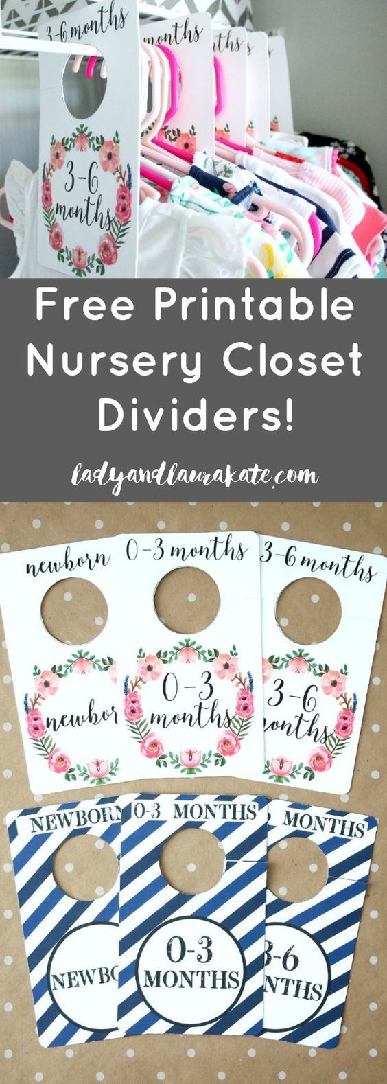 Make these DIY nursery closet dividers from a free printable! Available for both boys and girls sizes Newborn to 24 months!