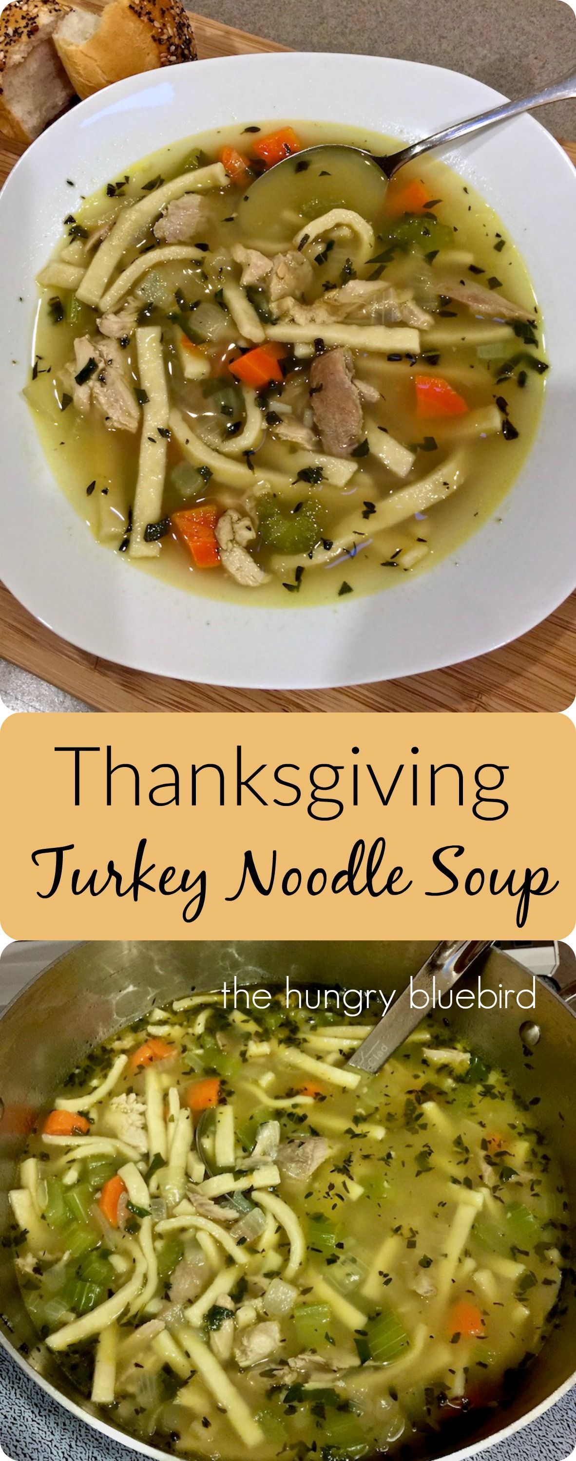 Old-fashioned turkey noodle soup, using your Thanksgiving turkey leftovers, carcass and all.