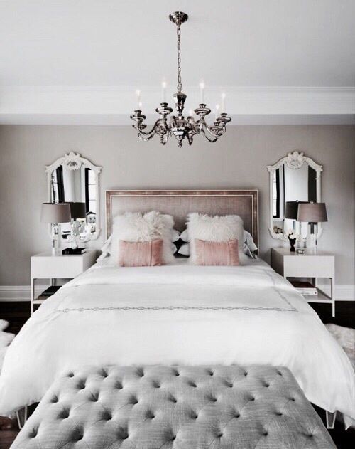 @queenlikekat white and blush master bedroom