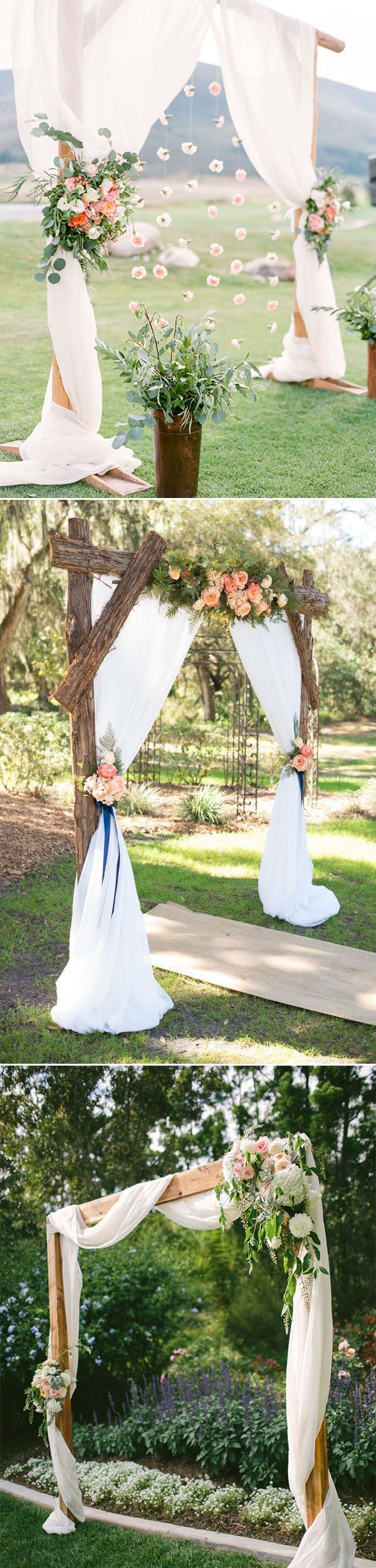 simple rustic diy floral and wood wedding altar ideas