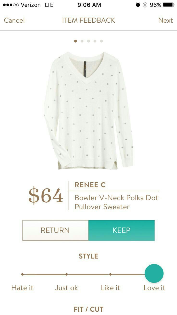 Stitch Fix Renee C Bowler V-Neck Polka Dot Pullover sweater