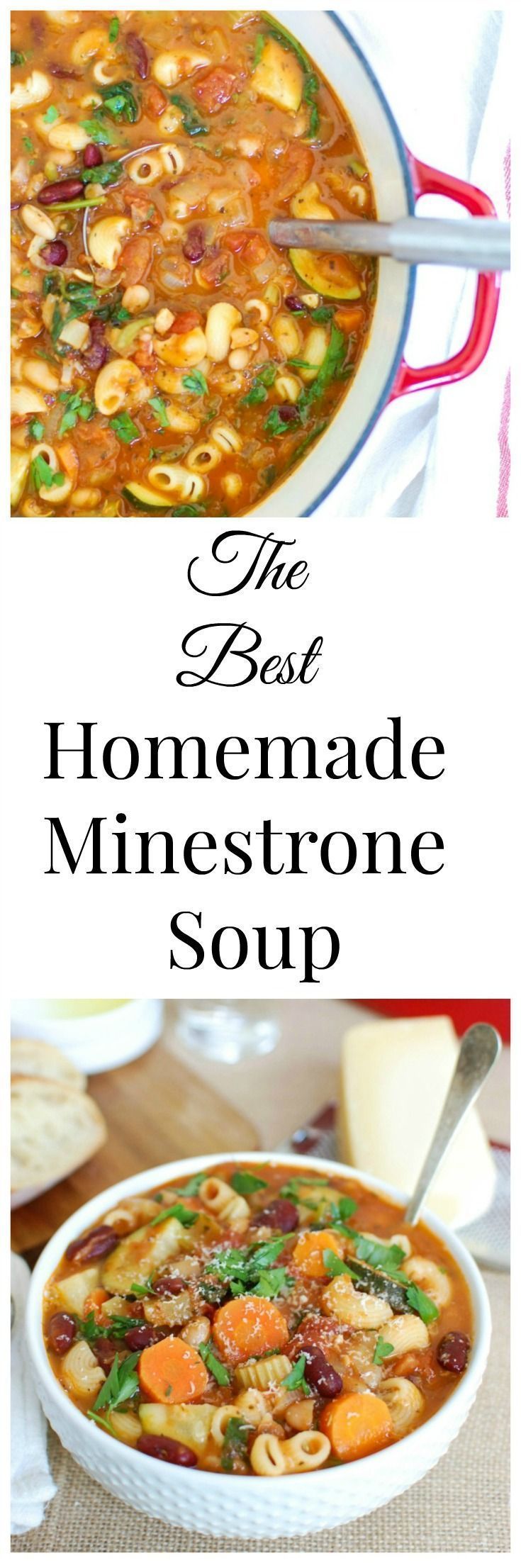 This Homemade Minestrone Soup Recipe is a tomato base hearty soup that is packed with vegetables and beans. If you love a