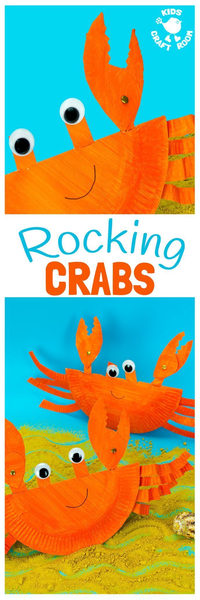 This interactive Rocking Paper Plate Crab Craft is a fun kids Summer craft. Children will love rocking and nipping with these