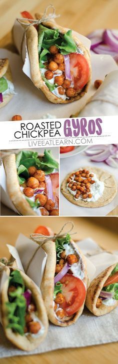 This Roasted Chickpea Gyros recipe is a simple and delicious Mediterranean inspired wrap with refreshing tzatziki sauce. The