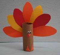 Toilet Paper Roll Turkey Craft Could be a cute way to have kids make a centerpiece to take home. They could write who/what they’re