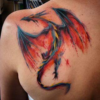 watercolour dragon tattoo – I’d love to get one like this, but maybe a little bit smaller