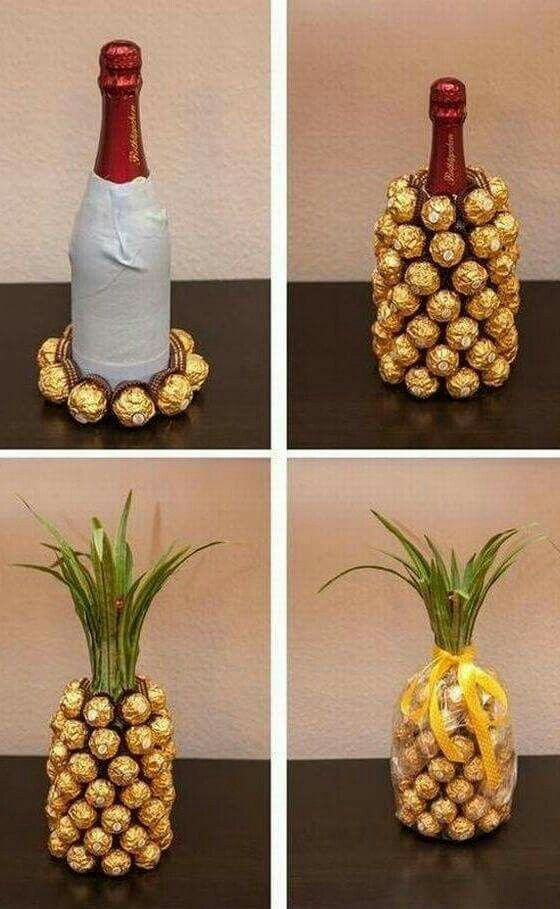 Wine and Chocolate pineapple. No instructions but pretty easy to figure out from pictures. Cool idea!