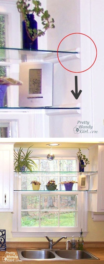 #25. Install glass shelves in your kitchen window for plants and herbs! — bedroom??