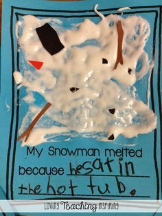 Adorable winter craft and writing activity! Sneezy the Snowman melted because…