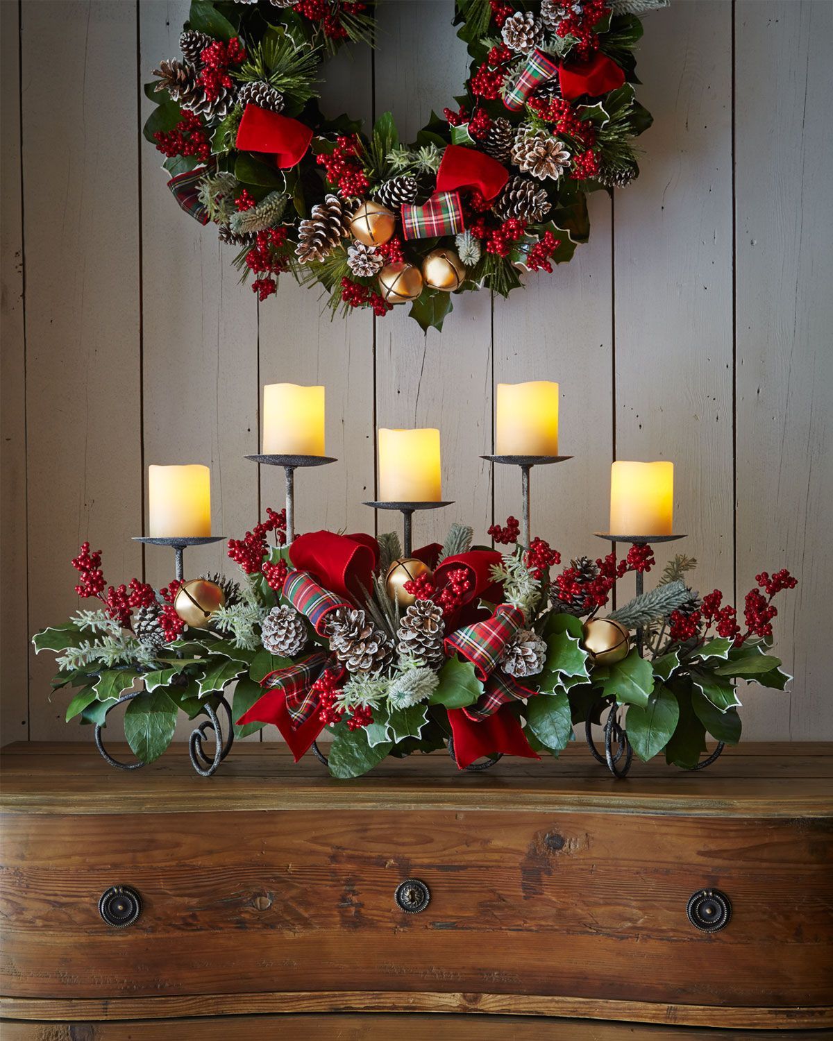 Christmas decor – use a pre-lit garland and add ons for the candle holder in the fireplace…oh yeah