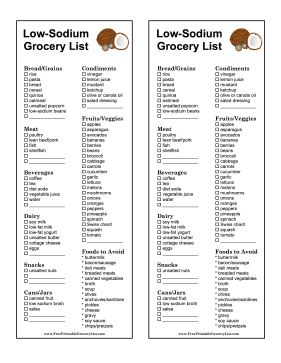 Cut out the salt in your diet with this low-sodium grocery list. Free to download and print