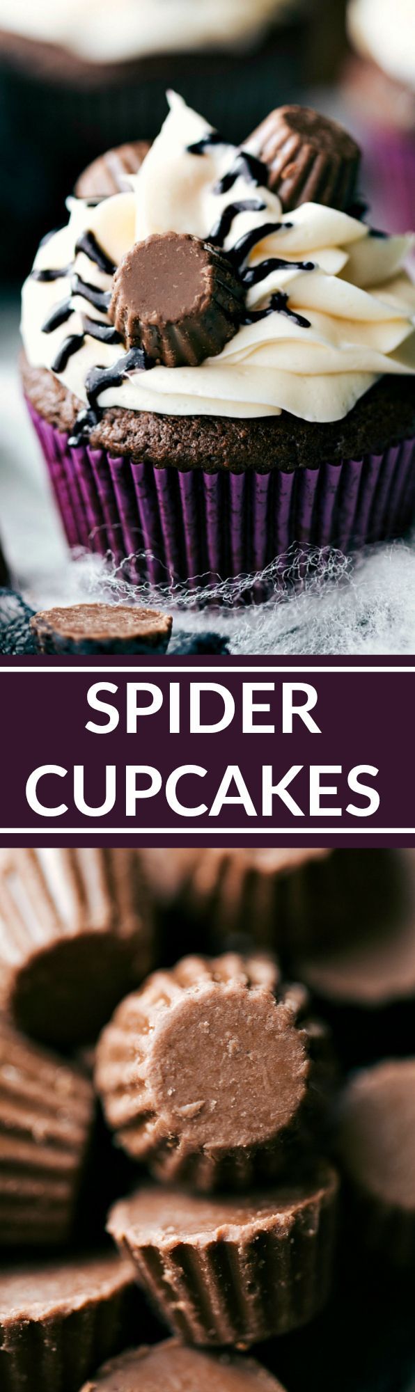 Easy decorated Spider Cupcakes. Recipe and VIDEO TUTORIAL via…