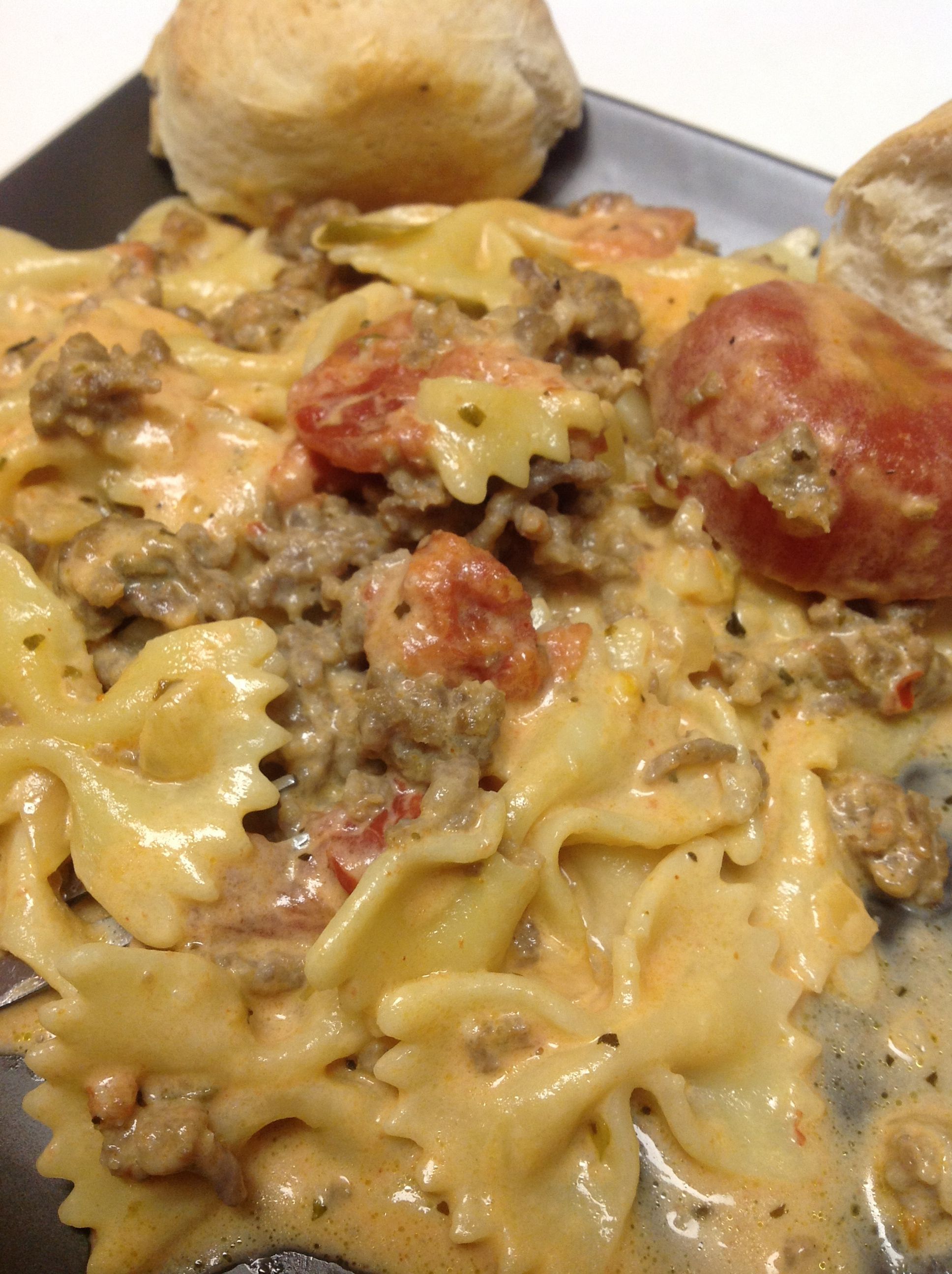 Italian Sausage with Bowtie Pasta…..I make this, and it is so good. I use sweet Italian sausage