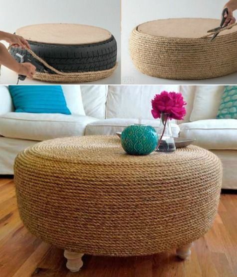 Nod to nautical with rope. And look what you can do with an old tire! Featured here: