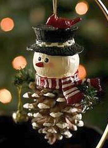 Pinecone Snowman Christmas Ornament