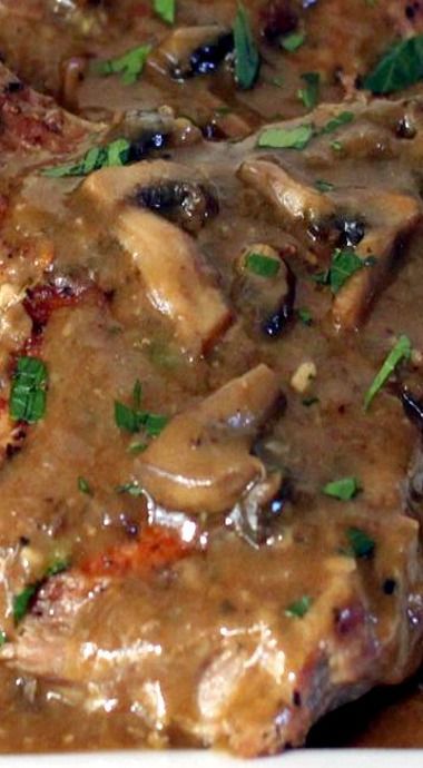 Smothered Pork Chops with Mushroom Gravy ~ pork chops smothered in an amazingly rich and savory mushroom gravy while using simple,