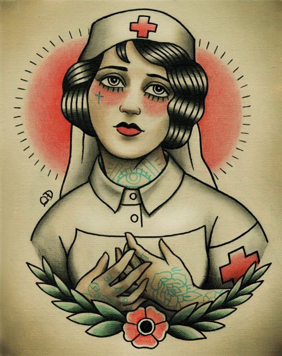 Nurse Flapper Traditional Tattoo Flash -   18 traditional tattoo pinup
 ideas