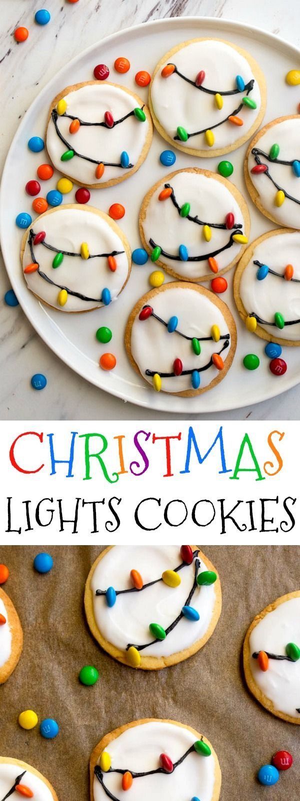Christmas light cookies made with plain m&ms -   20 decor cookies diy
 ideas